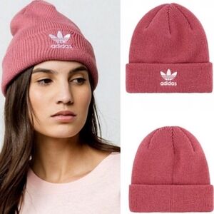 NEW Adidas Originals Pink Knit Cap Winter Hat Beanie Trefoil